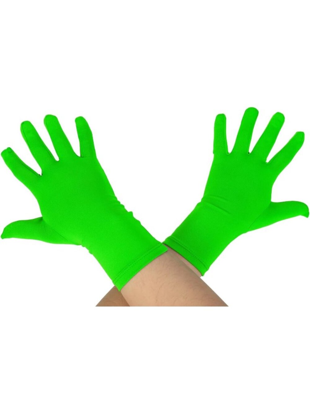 Women's Lime Green 9.5“ Unisex Short Spandex Length Stretchy Costume Gloves